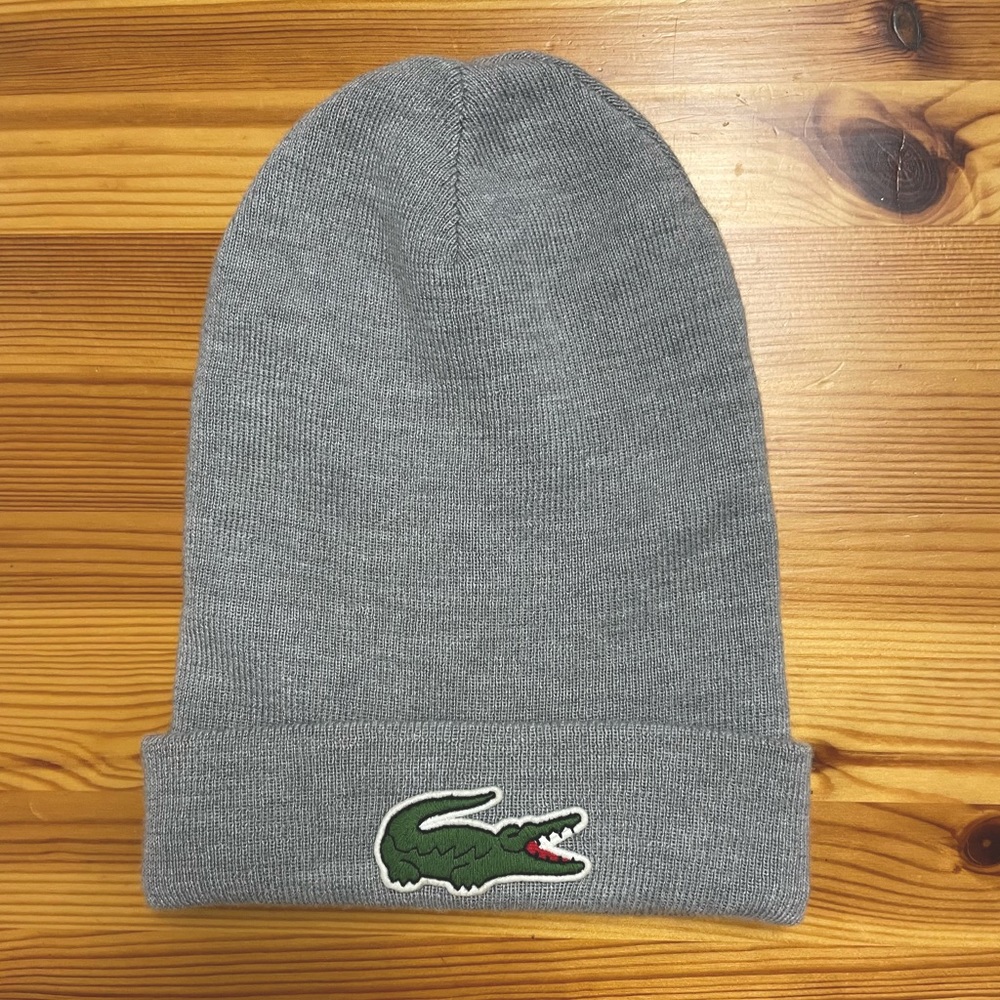 Grey Lacoste Beanie